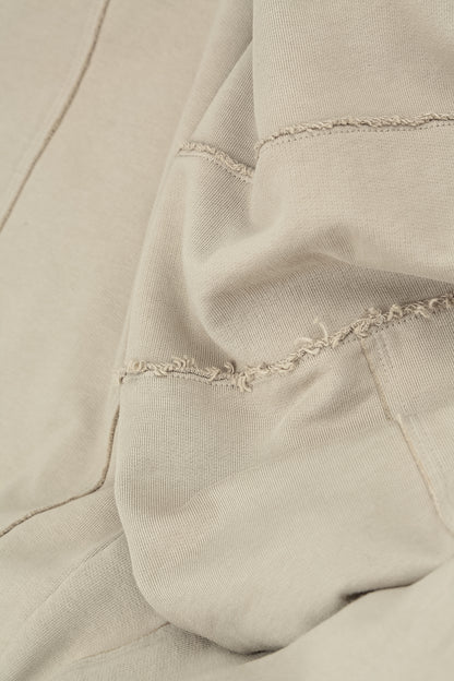 Asymmetric Olive French Terry Cotton Blouse