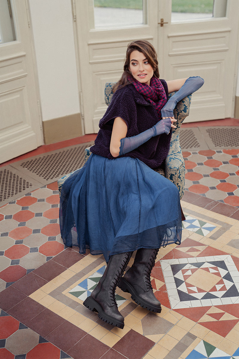 Azure Silk Chiffon Dress 7