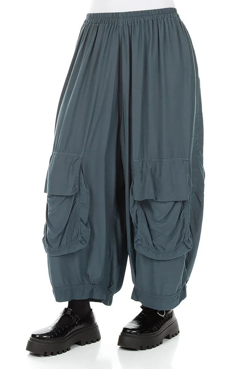 Baggy Pockets Slate Silk Bamboo Trousers