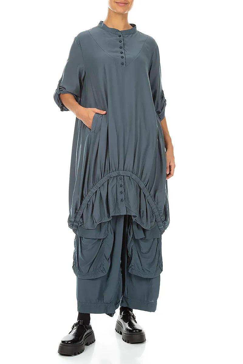 Baggy Pockets Slate Silk Bamboo Trousers
