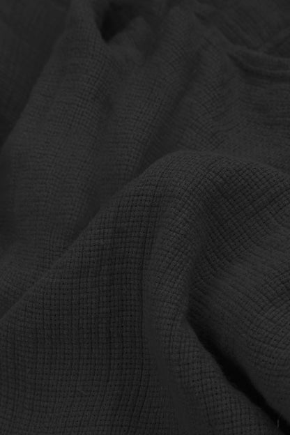 Balloon Black Textured Linen Jacket Dress 5