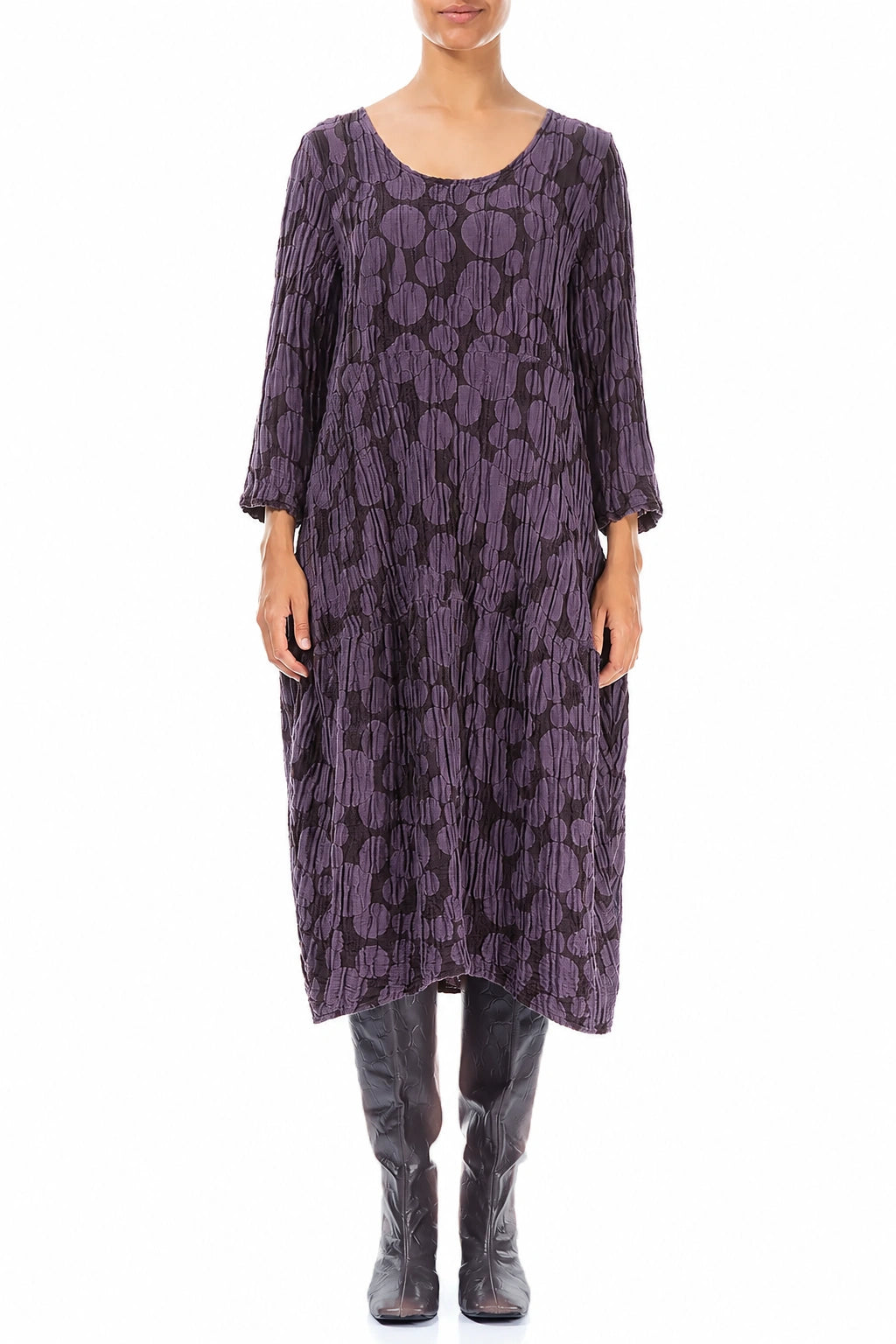 Balloon Deep Plum Circle Silk Linen Dress 1