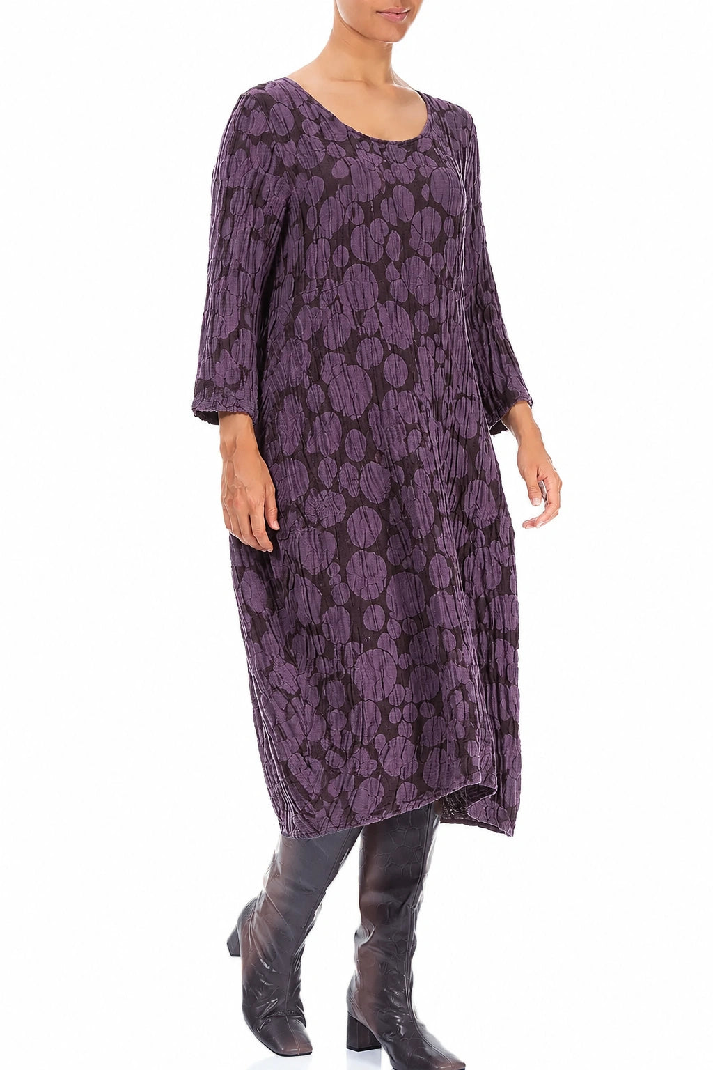 Balloon Deep Plum Circle Silk Linen Dress
