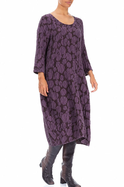 Balloon Deep Plum Circle Silk Linen Dress