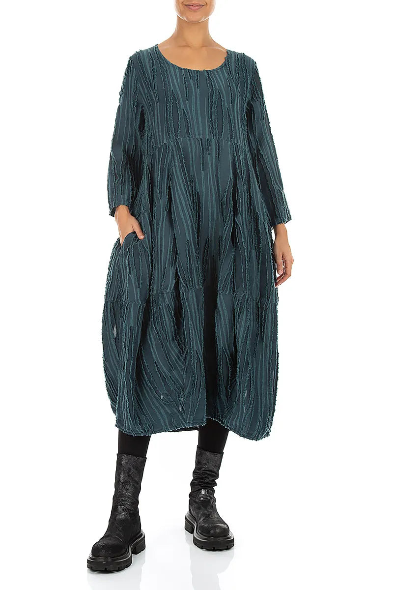 Balloon Deep Turquoise Fray Weave Dress 4
