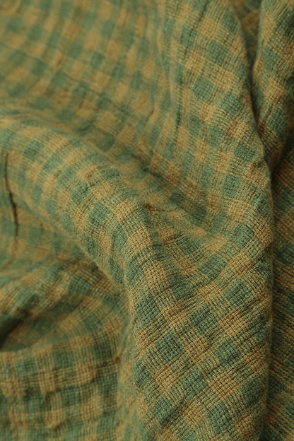 Balloon Green Lime Check Linen Dress 5