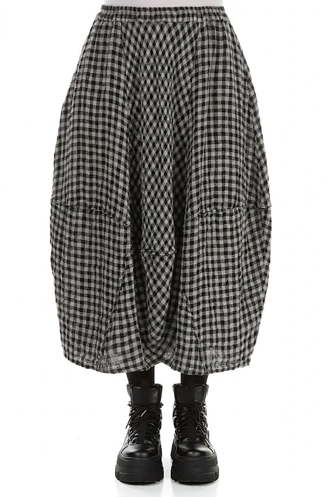 Balloon Grey Check Linen Skirt 1