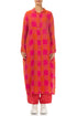Balloon Large Check Pink Orange Gauze Linen Jacket Dress 1