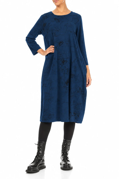 Balloon Royal Blue Marble Cotton Dress