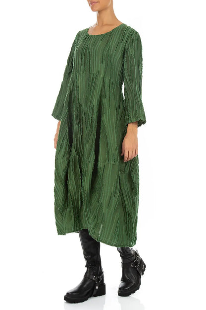Balloon Shamrock Green Fray Weave Dress