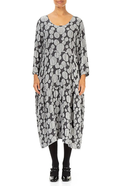 Balloon Silver Circle Silk Linen Dress 1