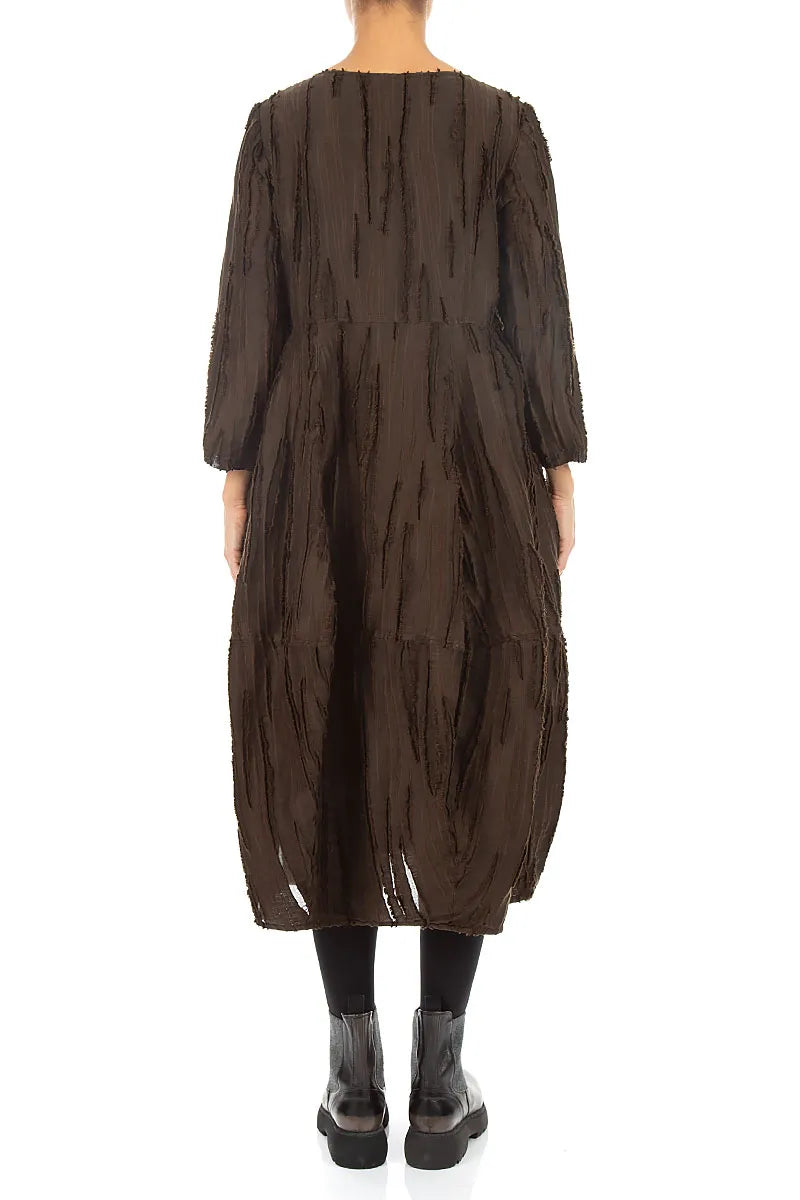 Balloon Truffle Brown Fray Weave Dress 2