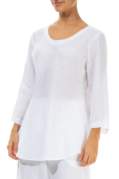 Bell Shape White Linen Blouse 3