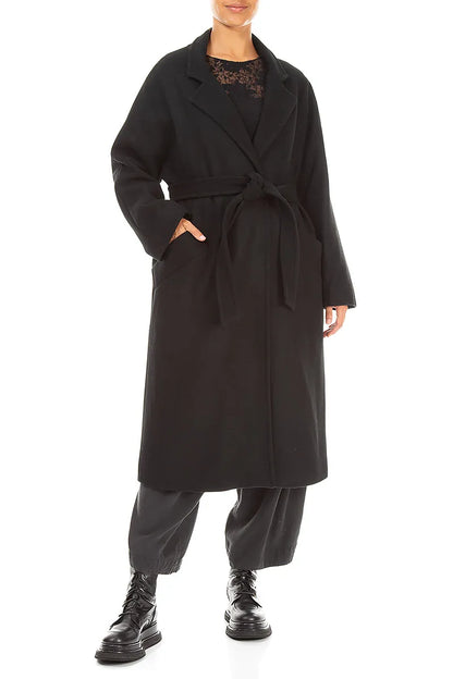 Belted Black Wool Coat