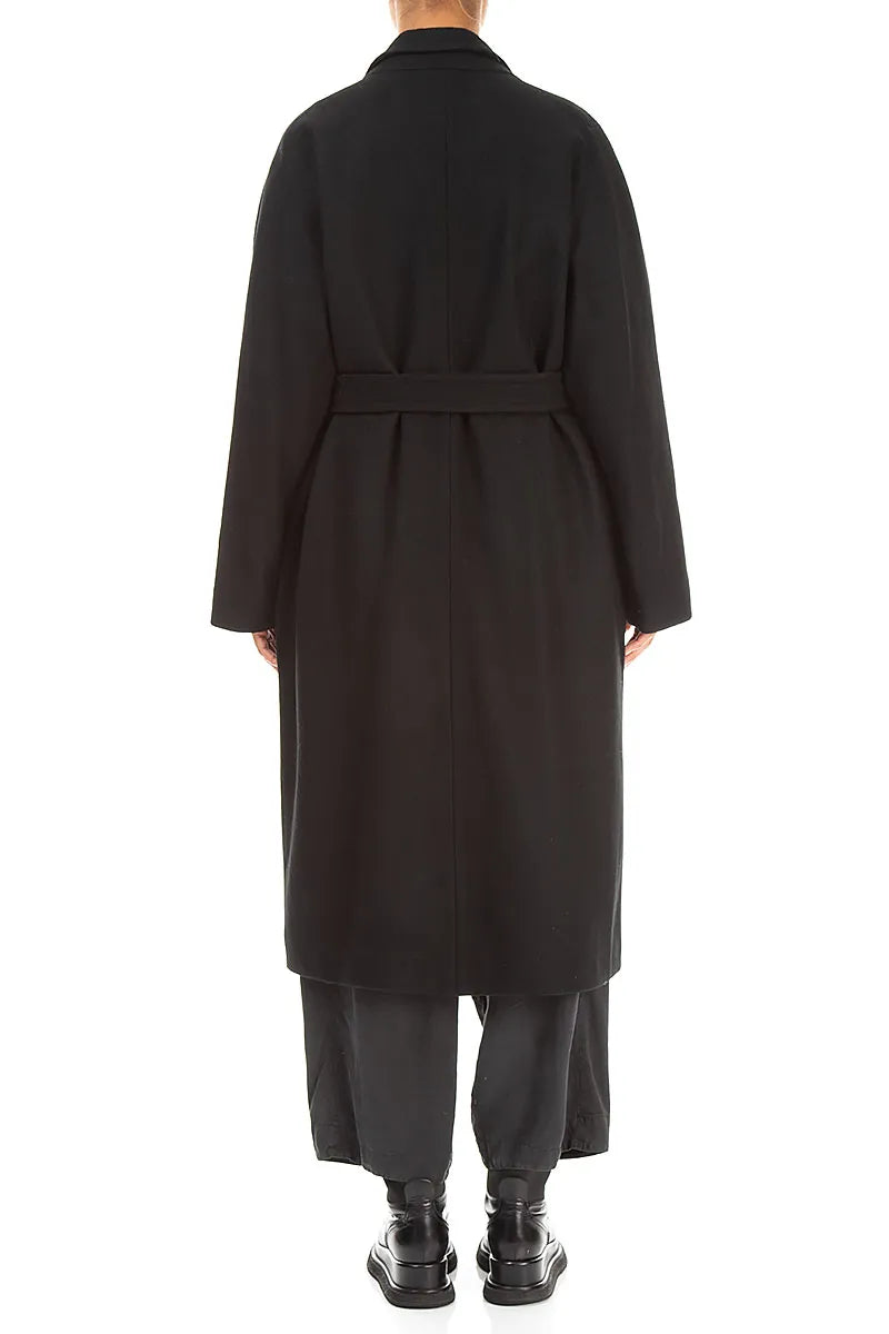 Belted Black Wool Coat