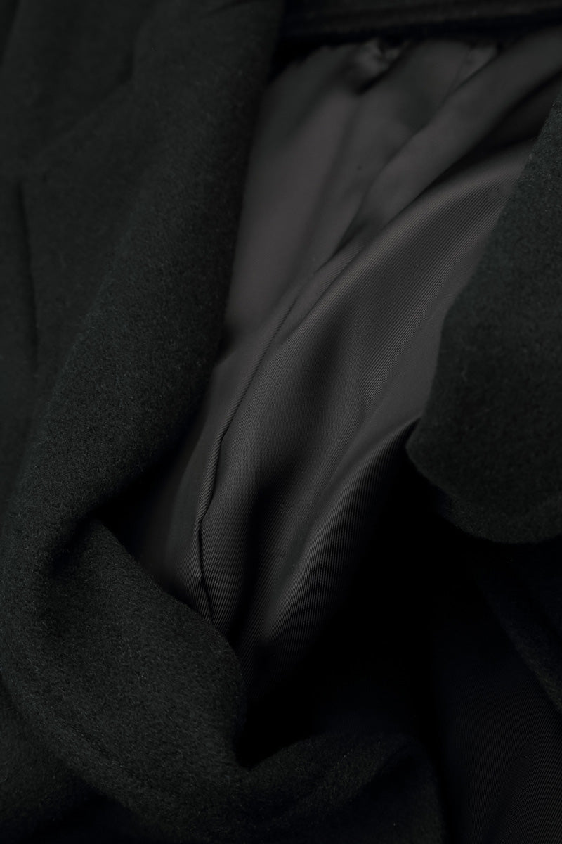 Belted Black Wool Coat