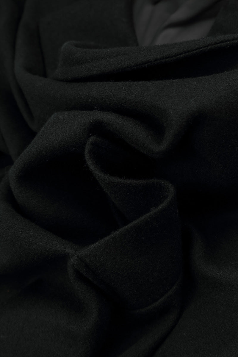 Belted Black Wool Coat