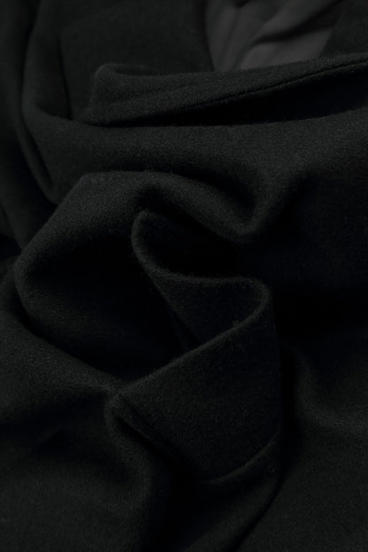Belted Black Wool Coat