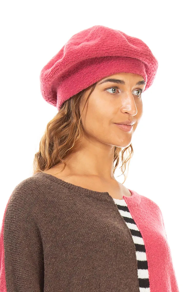 Berry Rose Knitted Wool Beret