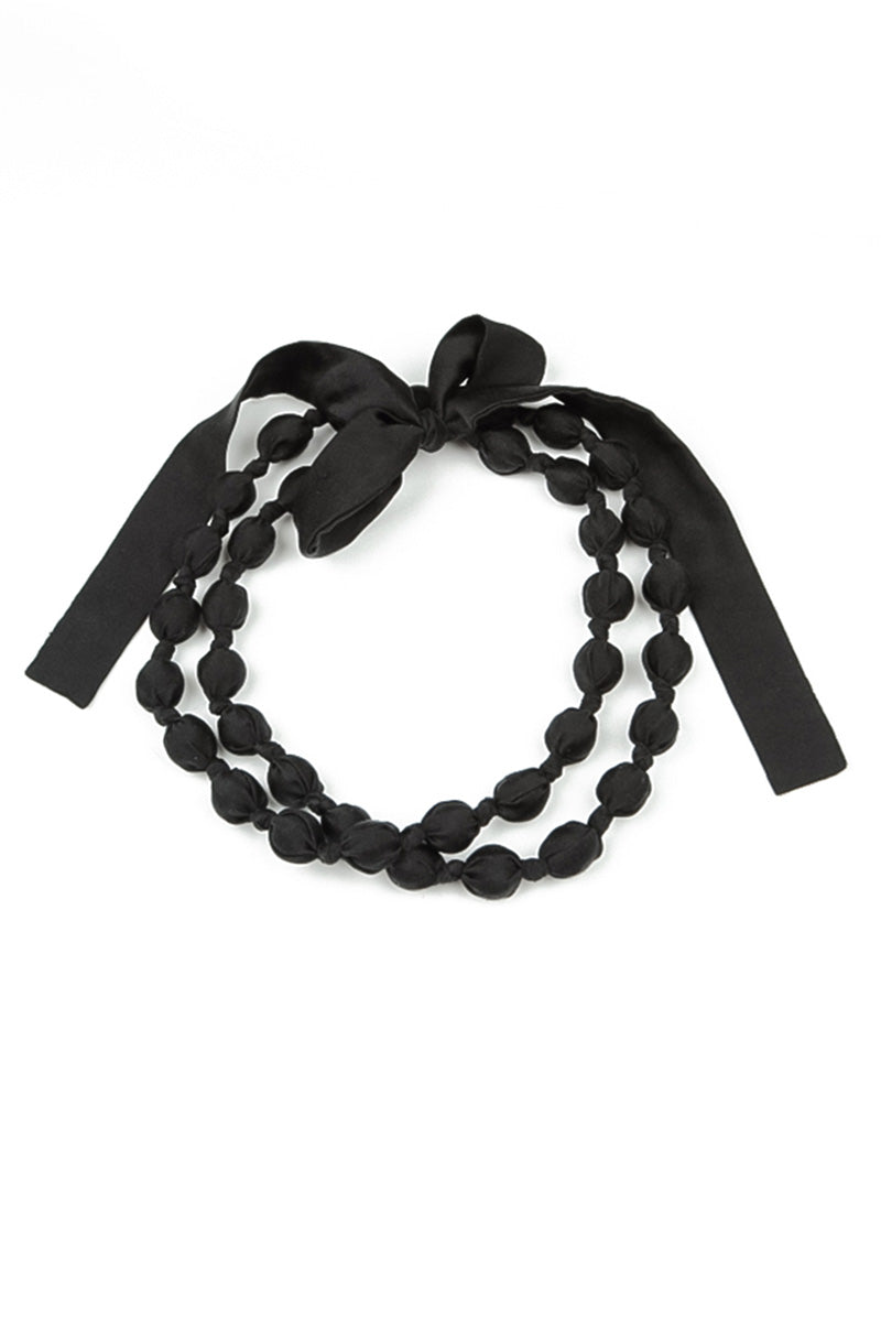 Black Silk Fine Bead Necklace 4