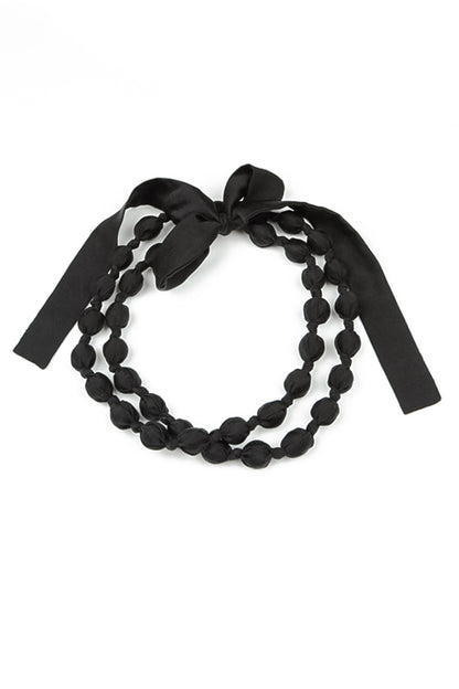 Black Silk Fine Bead Necklace 4