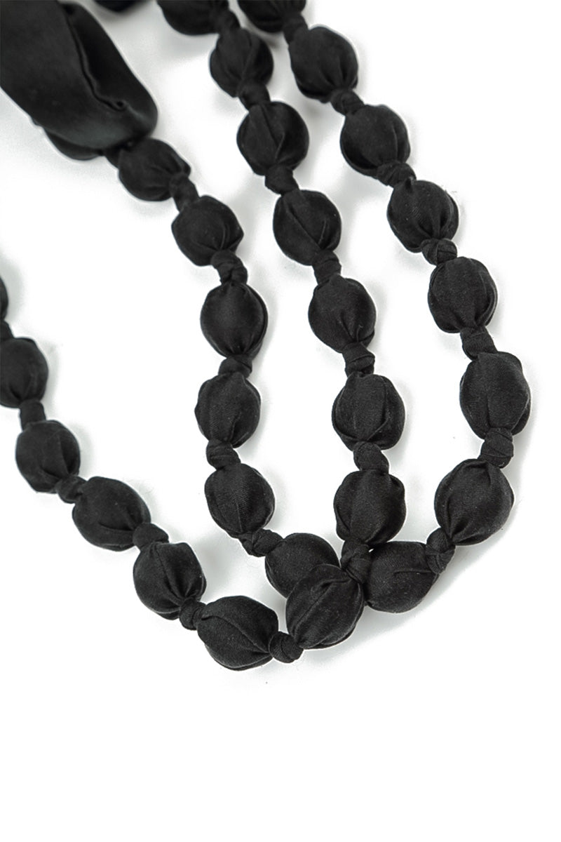 Black Silk Fine Bead Necklace 6