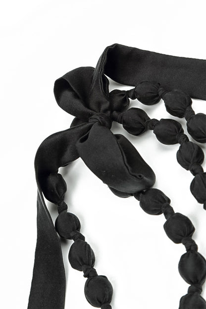 Black Silk Fine Bead Necklace 7