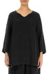 Black Sweetheart Neck Mélange Linen Blouse 1