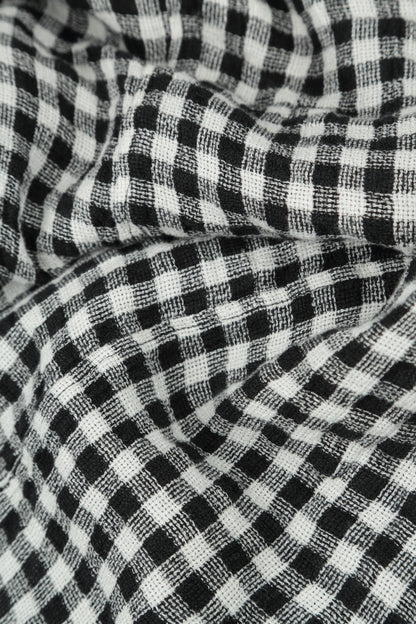 Black &amp; White Check Linen Scarf