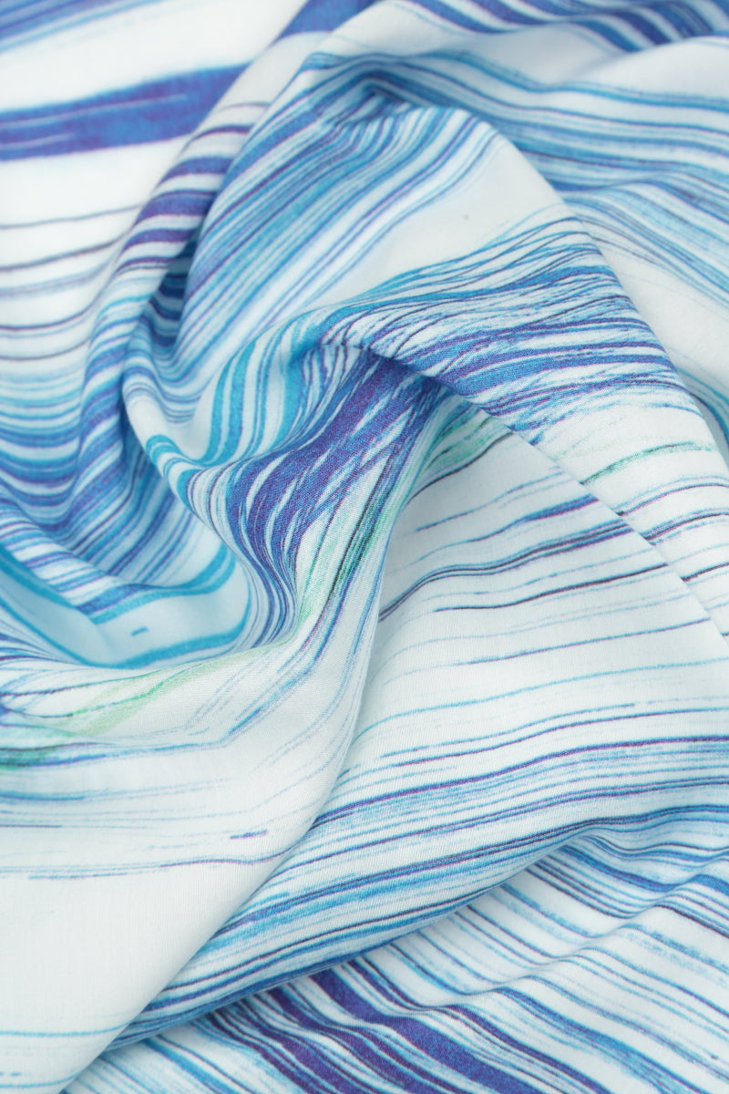 Blue Wash Stripe Silk Bamboo Square Scarf 4