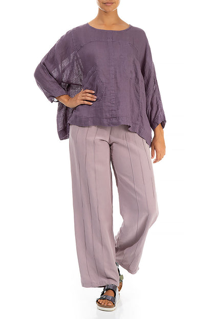 Boxy Amethyst Gauze Linen Blouse 4