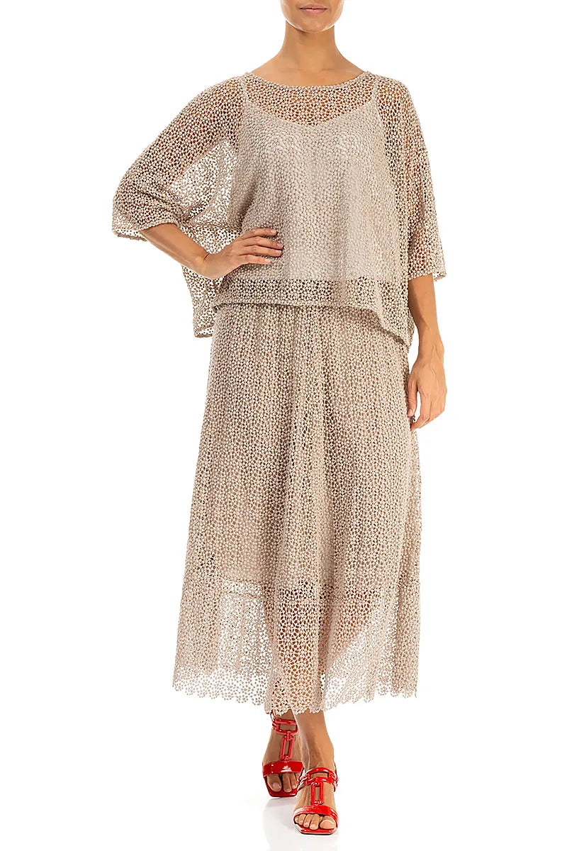Boxy Beige Broderie Cotton Blouse 4