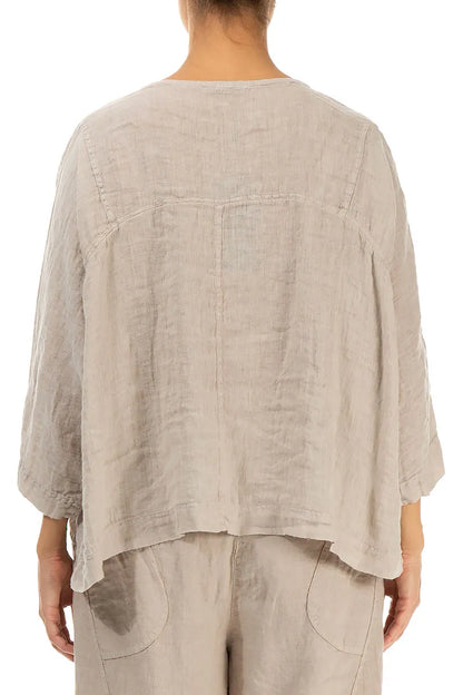 Boxy Beige Gauze Linen Blouse 2