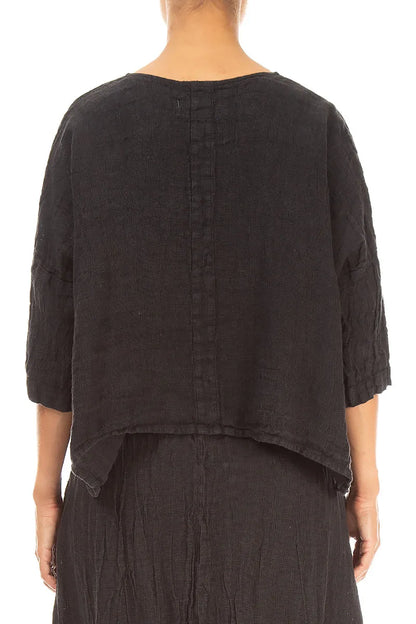 Boxy Charcoal Mélange Linen Jacket