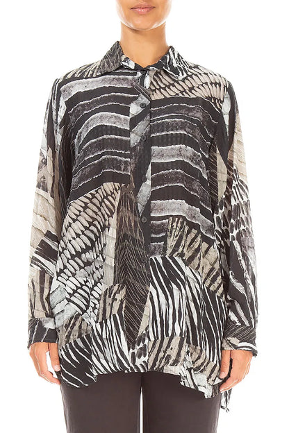Boxy Wild Ink Textured Silk Shirt 1