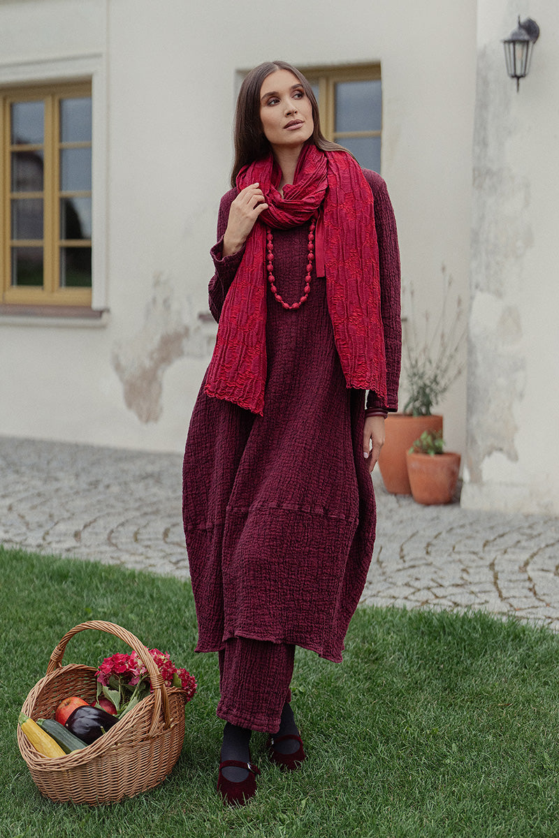 Bubble Ruby Textured Linen Trousers 6