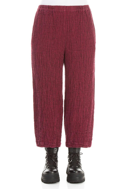 Bubble Ruby Textured Linen Trousers 1