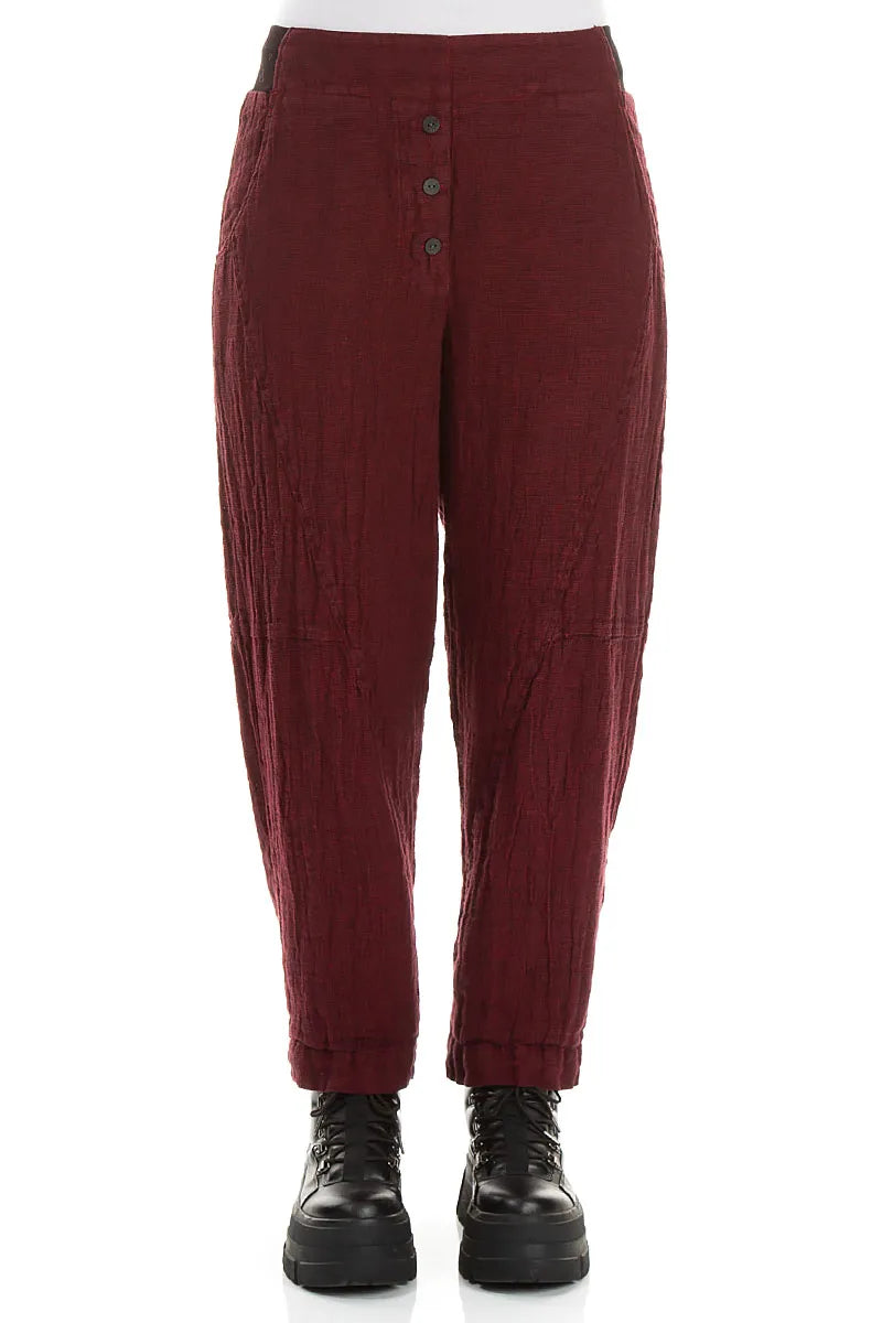 Button Front Ruby Mélange Linen Trousers 1