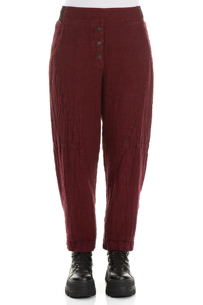 Button Front Ruby Mélange Linen Trousers 1