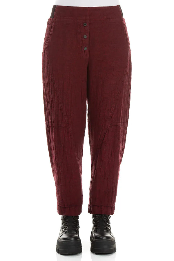 Button Front Ruby Mélange Linen Trousers 1