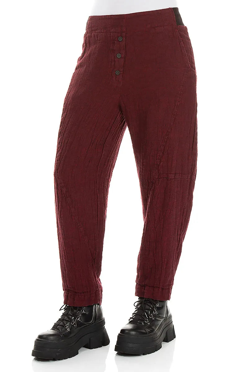 Button Front Ruby Mélange Linen Trousers 3