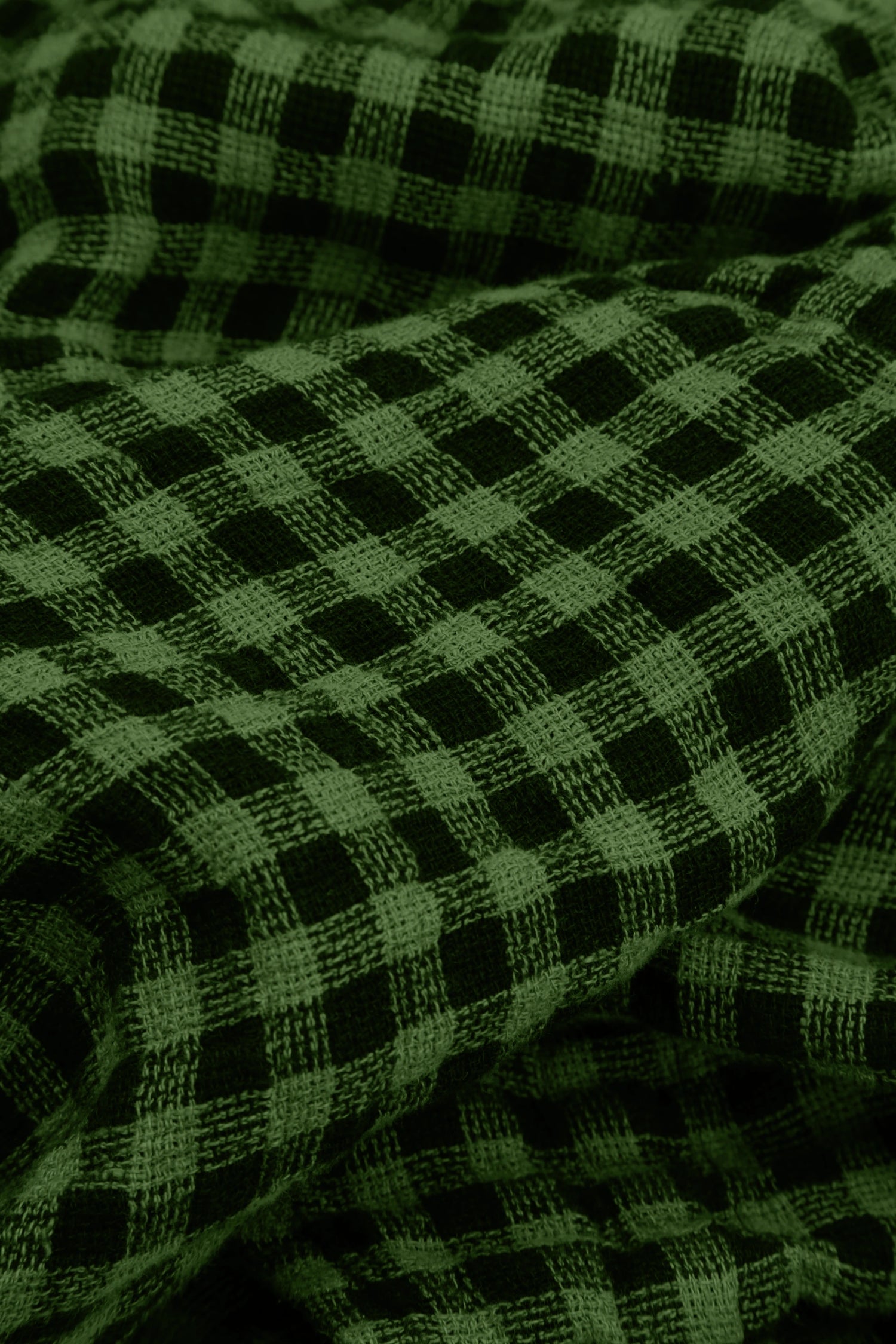 Shamrock Green Check Linen Scarf