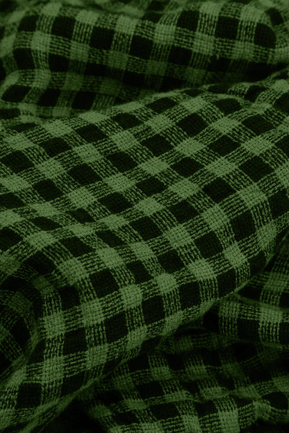 Shamrock Green Check Linen Scarf
