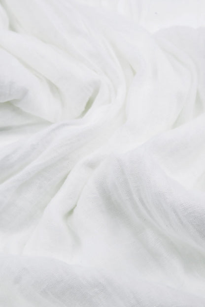 Gather Sleeves White Gauze Linen Shirt 5