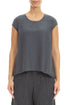 Cap Sleeves Graphite Silk Cotton Blouse 1