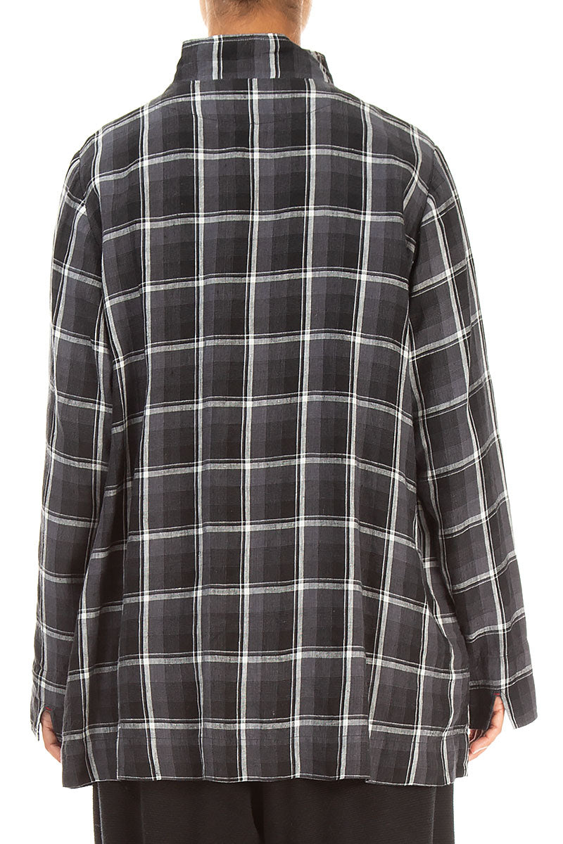 Checkered Dark Grey Linen Jacket