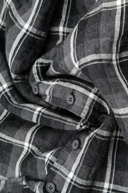 Checkered Dark Grey Linen Shirt