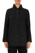 Collar Crinkled Black Silk Linen Jacket 1