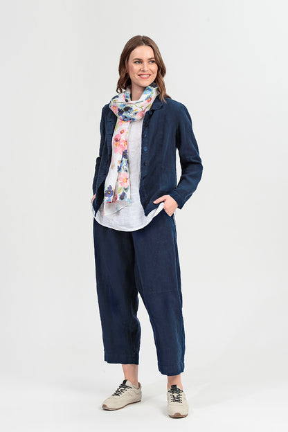 Collar Navy Linen Jacket 7