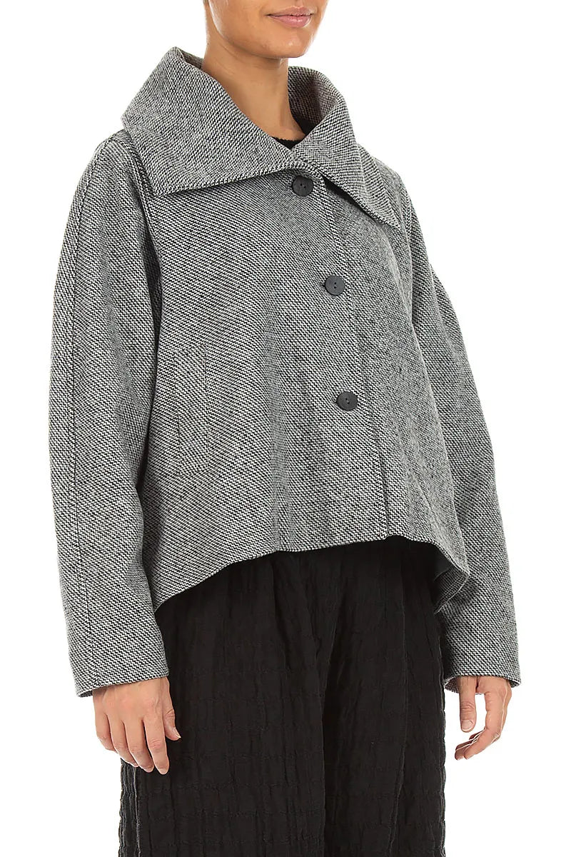 Collar Neck Soft Grey Wool Jacket 3